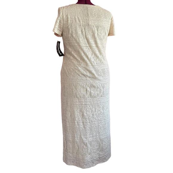 Vintage NWT Womens Dress Large Cream Gold Lace Ethereal Soft Delicate Elegant - Picture 4 of 7